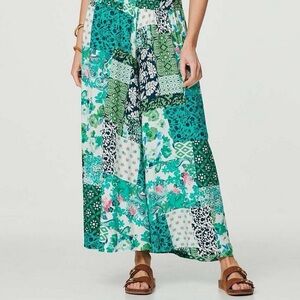 Patchwork Print High Waisted Wide Leg Pants